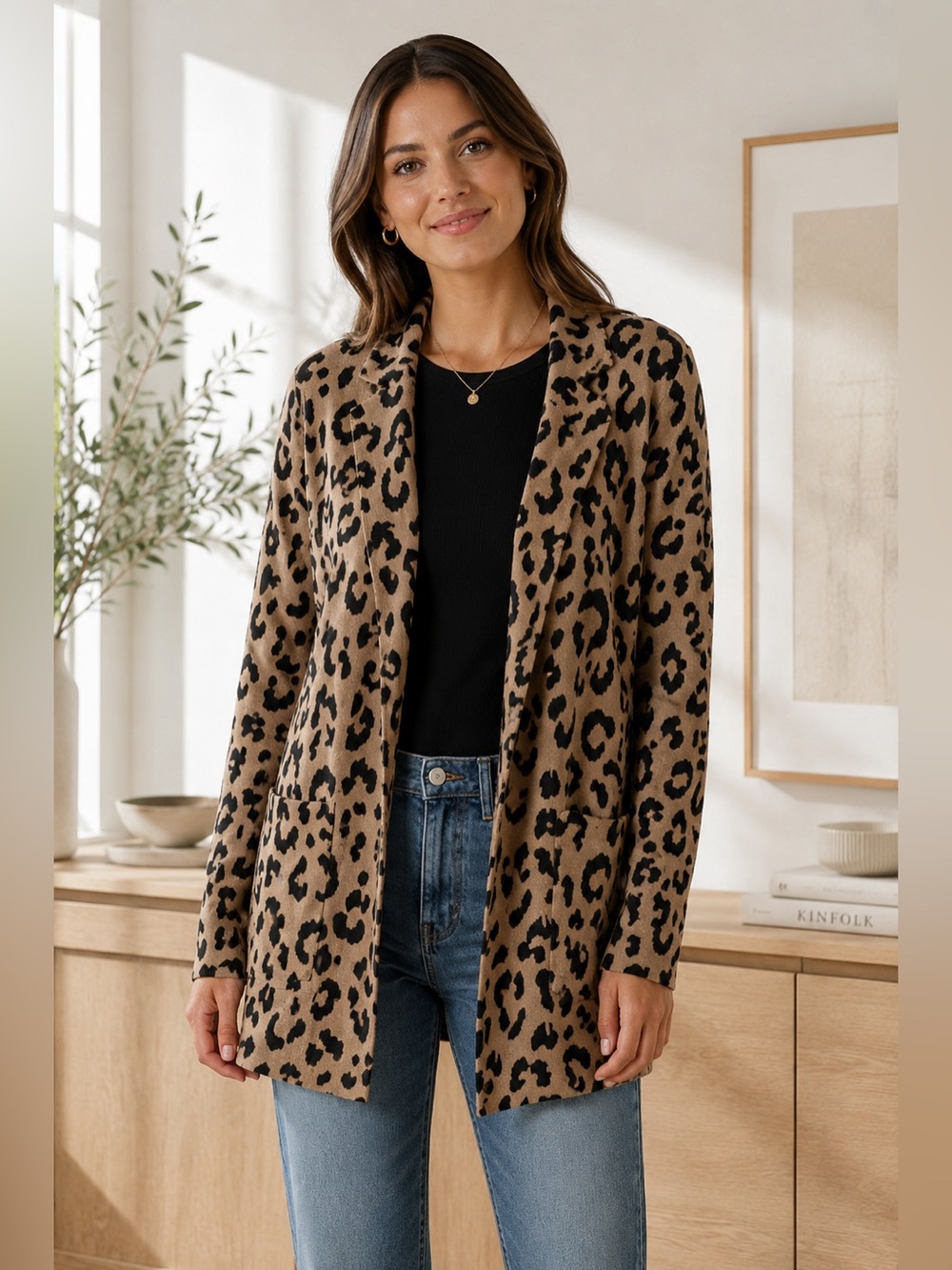 J.Crew | Sophie Open-Front Leopard Sweater Blazer | Size M
